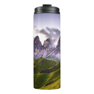 GREEN AND GRAY MOUNTAINS UNDER WHITE CLOUDS DURING THERMAL TUMBLER