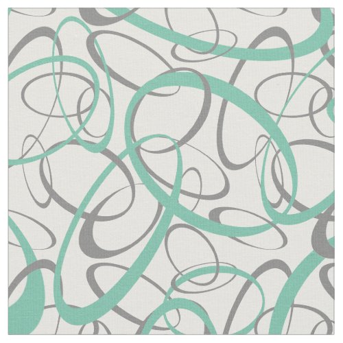 Green and Gray Retro Shapes Pattern Fabric