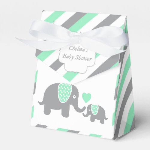 Green and Gray Stripe Elephant Favor Boxes