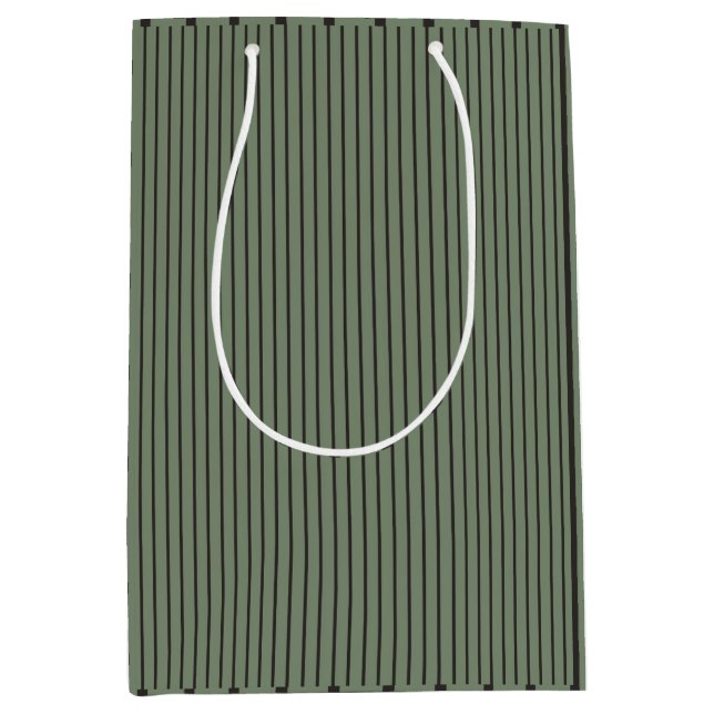green and gray stripes   medium gift bag (Front)