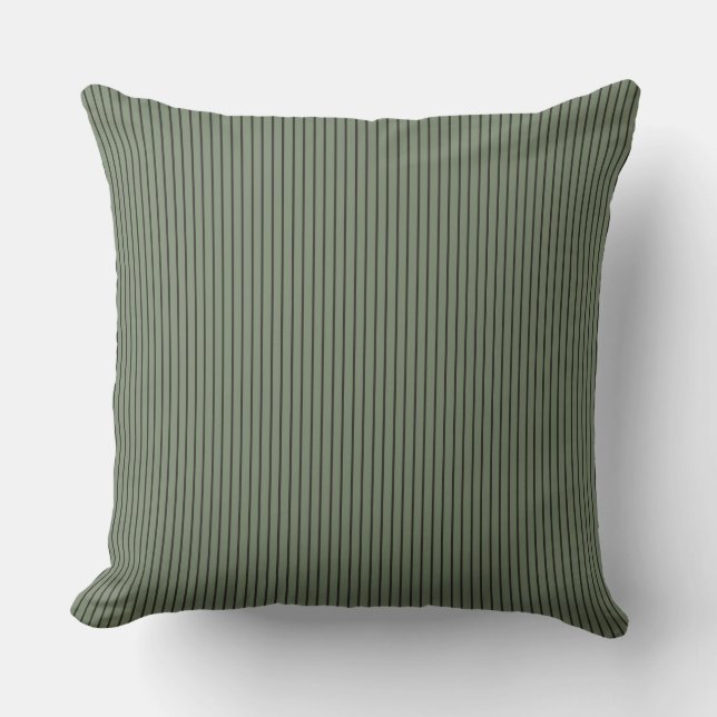 green and gray stripes throw pillow (Front)