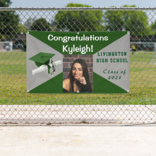 Green and Gray Vinyl Graduation Photo Banner