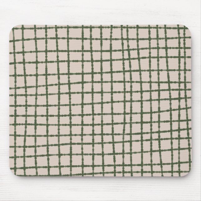 Green and Grey Check Pattern Modern and Minimal Mouse Pad (Front)