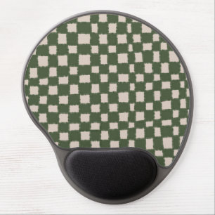 Green and Grey Checkerboard Pattern Stylish Gel Mouse Pad
