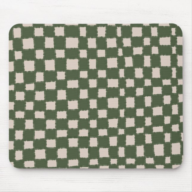 Green and Grey Checkerboard Pattern Stylish  Mouse Pad (Front)