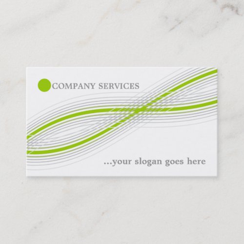 Green and grey crossed curved lines and circle business card