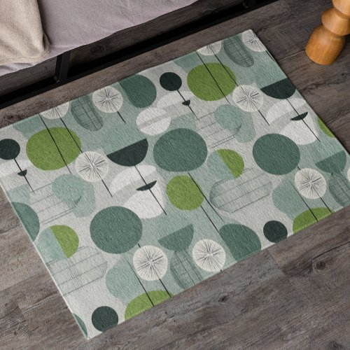 Green and Grey Mid_Century Modern Pattern Rug