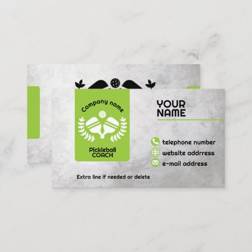 Green and grey pickleball  business card