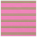 [ Thumbnail: Green and Hot Pink Colored Lined Pattern Fabric ]
