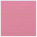[ Thumbnail: Green and Hot Pink Colored Striped Pattern Fabric ]