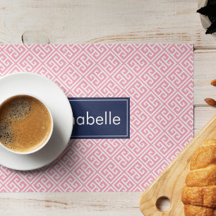 Green and Hot Pink Greek Key Pattern Placemat