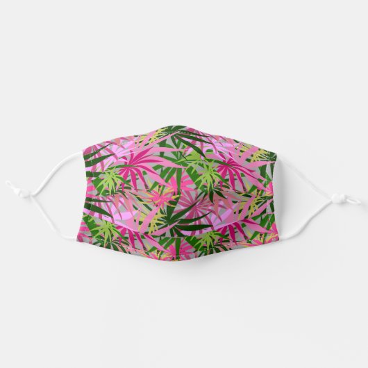 Green and Hot Pink Trees Tropical Plants Adult Cloth Face Mask (Front, Unfolded)