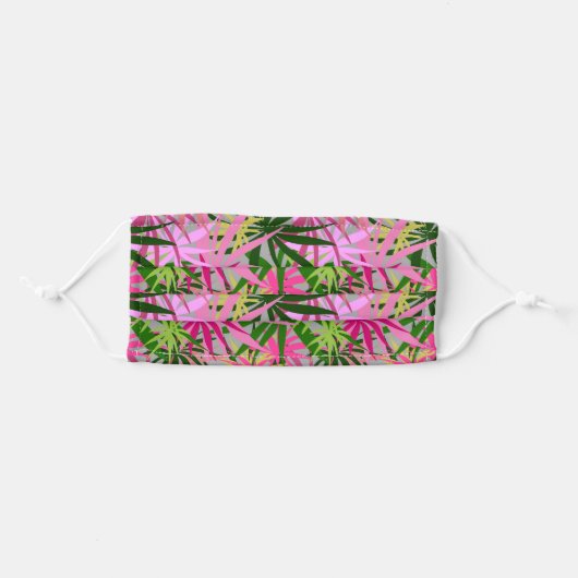 Green and Hot Pink Trees Tropical Plants Adult Cloth Face Mask (Front, Folded)