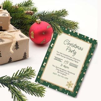 Green and Ivory Christmas Party Invitation
