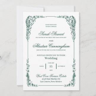 Green and Ivory Elegant Hand Drawn Invitation