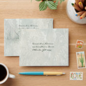 Green and Ivory Floral A2 Envelope for RSVP Card (Desk)
