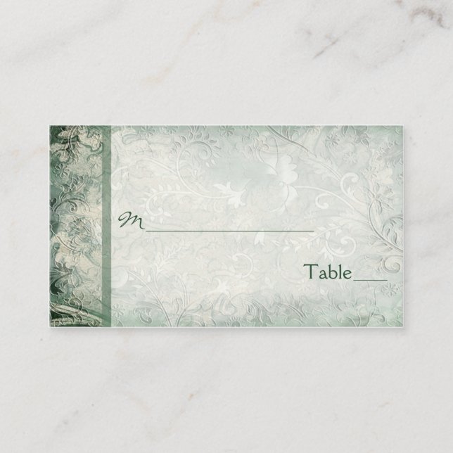 Green and Ivory Floral Placecards (Front)