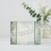 Green and Ivory Floral Reply Card (Standing Front)