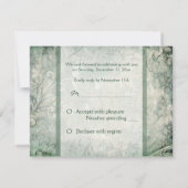 Green and Ivory Floral Reply Card (Back)