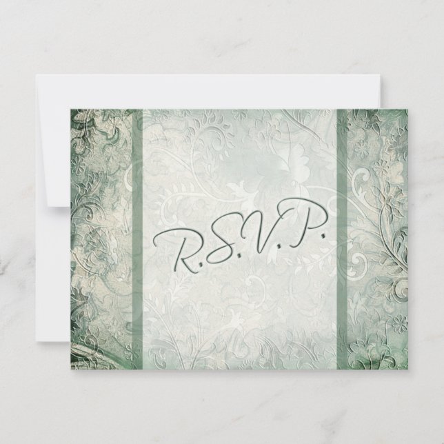 Green and Ivory Floral Reply Card (Front)
