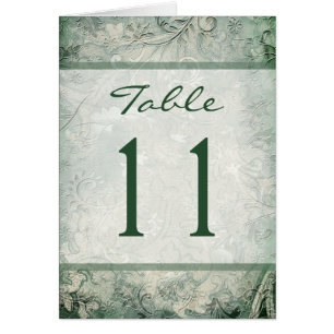 Green and Ivory Floral Table Number Card