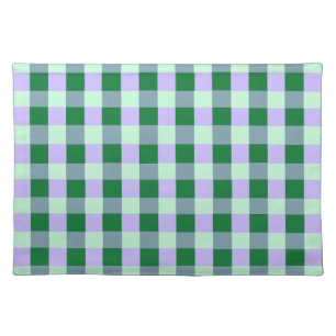 Green and lavender karo pattern cloth placemat