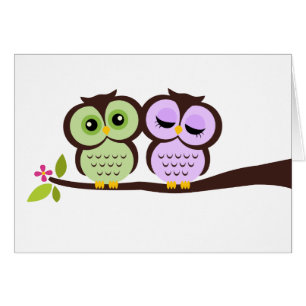 Green and Lavender Owls Cards