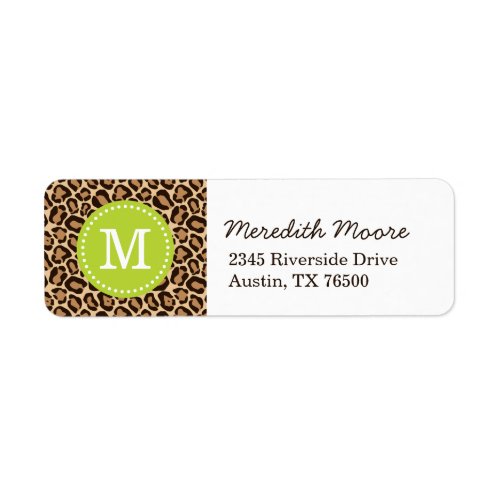 Green and Leopard Print Custom Monogram Label