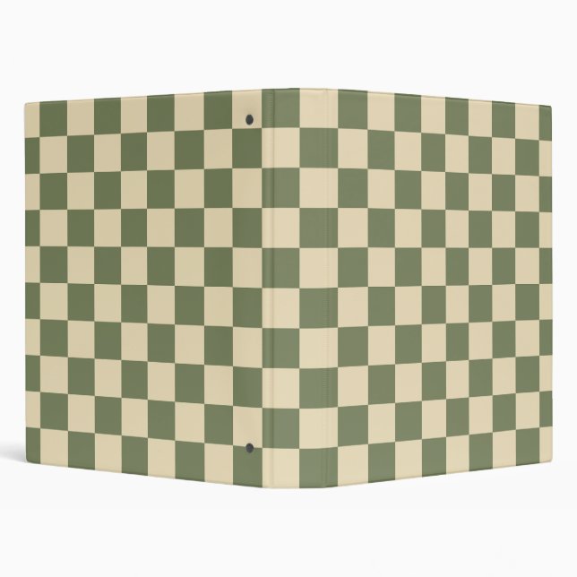 Green and Light Beige Checkerboard 3 Ring Binder (Background)