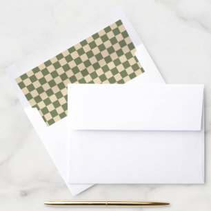 Green and Light Beige Checkerboard Envelope Liner