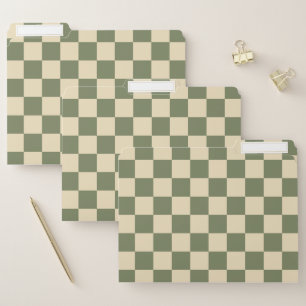 Green and Light Beige Checkerboard File Folder