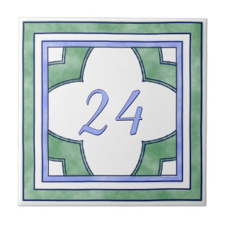Green and Light Blue Big House Number Tile