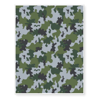 Green and Light Blue Camouflage Temporary Tattoos