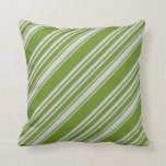 [ Thumbnail: Green and Light Gray Colored Pattern Throw Pillow ]