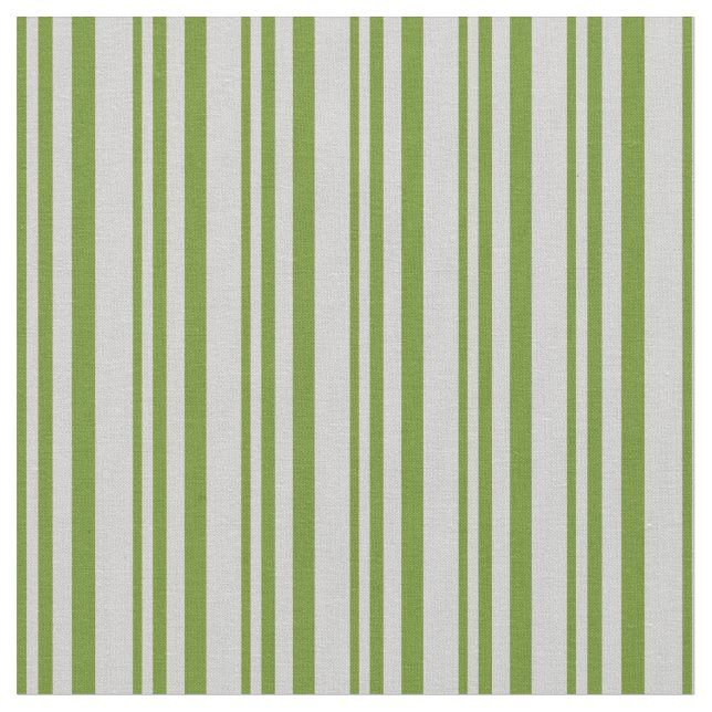 Green and Light Gray Stripes Fabric (Close Up)