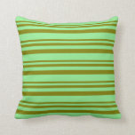 [ Thumbnail: Green and Light Green Stripes Pattern Throw Pillow ]