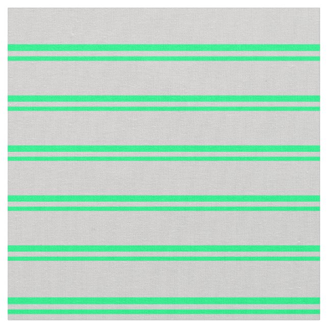 Green and Light Grey Lined/Striped Pattern Fabric (Close Up)