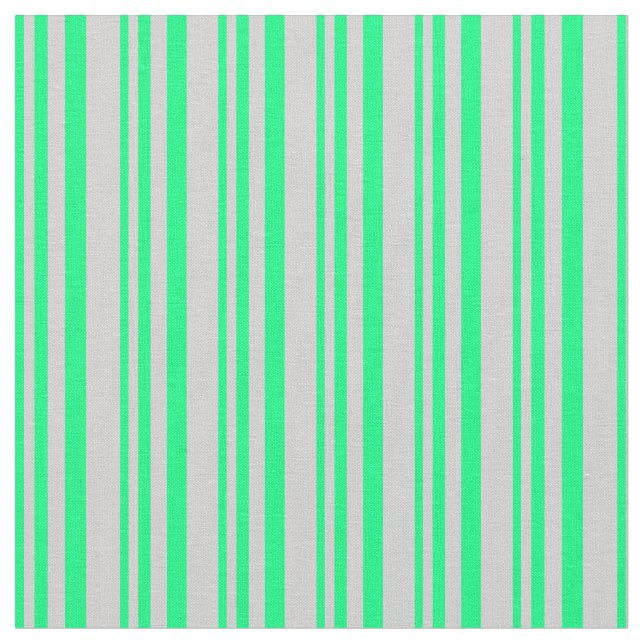 Green and Light Grey Lines/Stripes Pattern Fabric (Close Up)
