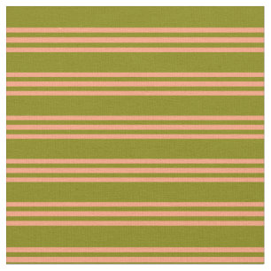 Green and Light Salmon Lines/Stripes Pattern Fabric