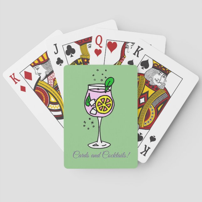 Green and Lilac Cocktail Time Poker Cards (Back)