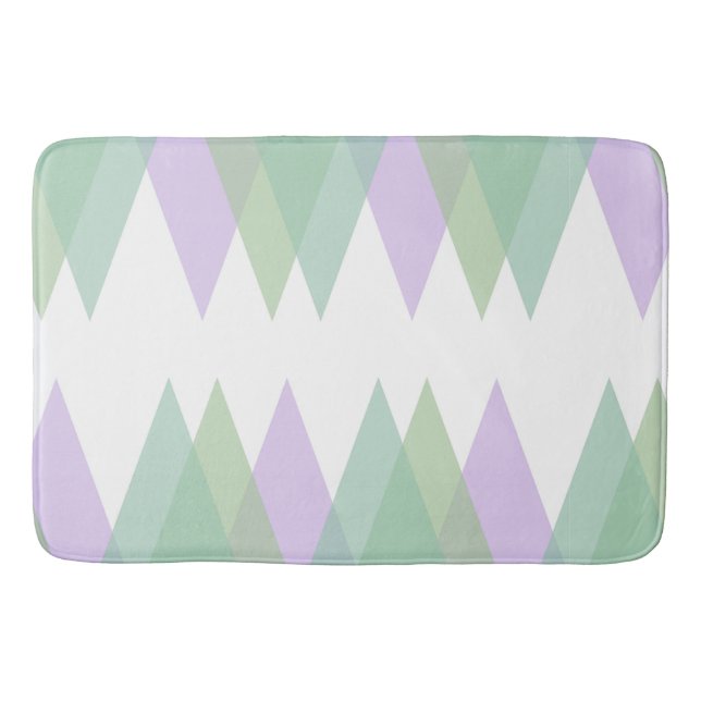 Green and lilac triangles bath mat (Front)
