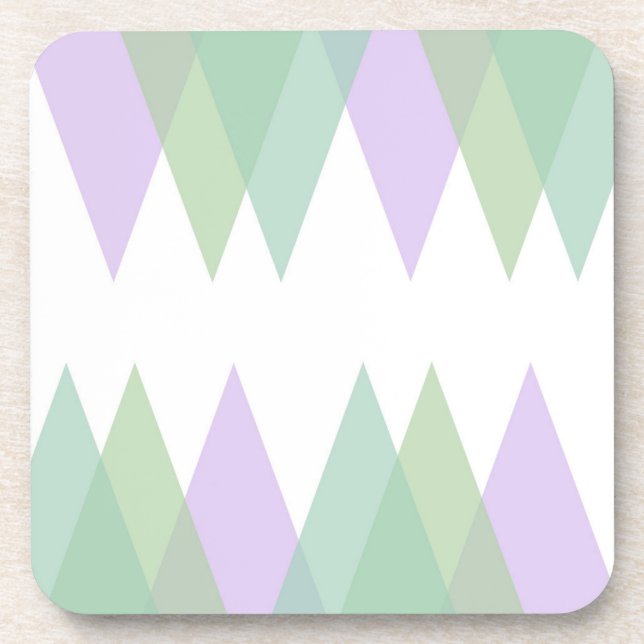Green and lilac triangles beverage coaster (Front)