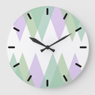 Green and lilac triangles large clock