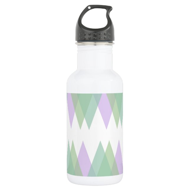 Green and lilac triangles stainless steel water bottle (Front)