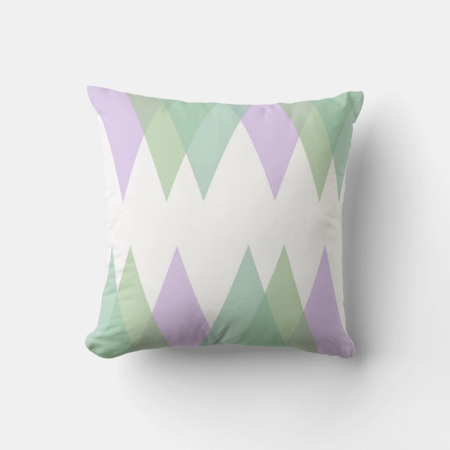 Green and lilac triangles throw pillow (Front)