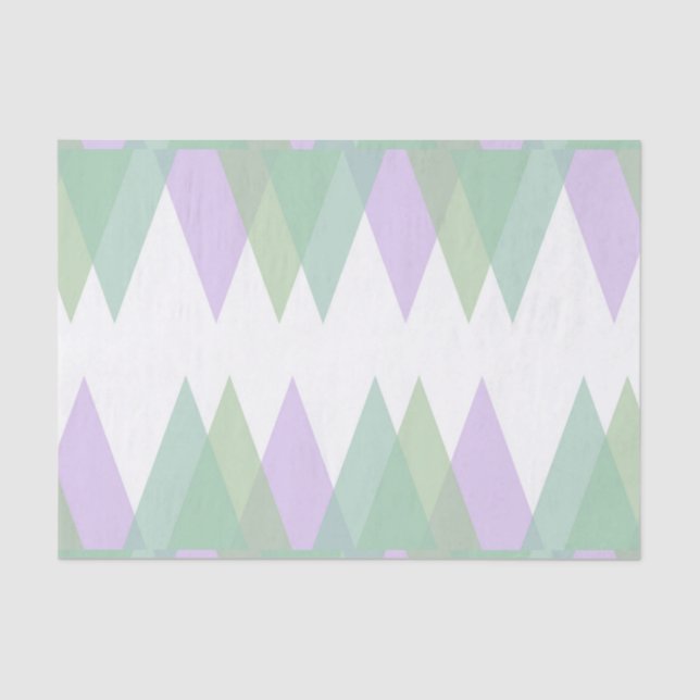 Green and lilac triangles tissue paper (Front)
