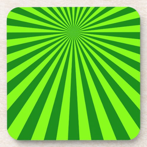 Green and Lime Funky Striped Abstract Art Coaster