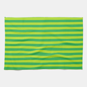 Green and Lime Green Stripes Kitchen Towel