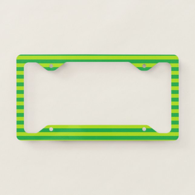 Green and Lime Green Stripes License Plate Frame (Front)