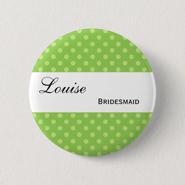 Green and Lime Polka Dots Wedding Collection Pinback Button (Front)